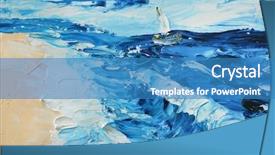  Presentation with painting - Slide deck having beautiful oil painting closeup background and a teal colored foreground