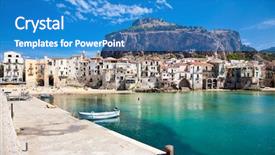  Presentation with old fishing boat - Cool new PPT layouts with fishing boat in cefalu sicily backdrop and a teal colored foreground
