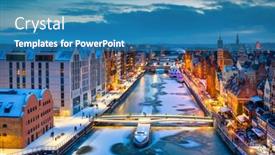  Presentation with winter river - Audience pleasing slides consisting of beautiful-old-town-in-gdansk backdrop and a teal colored foreground