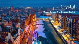  Presentation with winter river - Cool new PPT theme with beautiful-old-town-in-gdansk backdrop and a ocean colored foreground