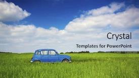  Presentation with renault - Colorful presentation enhanced with beautiful old vintage car backdrop and a light blue colored foreground