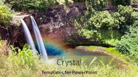  Presentation with kauai hawaii - PPT theme featuring beautiful-opaekaa-falls-in-kauai background and a yellow colored foreground