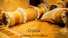  Presentation with beds - Audience pleasing PPT theme consisting of beautiful orange pillows on the beds of modern backdrop and a gold colored foreground