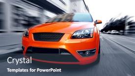  Presentation with sport - PPT theme having beautiful-orange-sport-car background and a ocean colored foreground