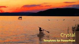  Presentation with hungary travel - Presentation having beautiful-orange-sunset-at-balaton background and a tawny brown colored foreground