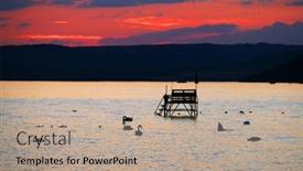 Presentation with hungary travel - PPT theme featuring beautiful-orange-sunset-at-balaton background and a coral colored foreground