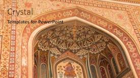  Presentation with city india - Slides consisting of beautiful-ornate-carvings background and a coral colored foreground