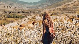  Presentation with cherry blossom - Presentation theme with beautiful-panorama-of-jerte-valley background and a coral colored foreground