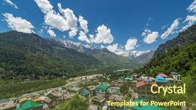  Presentation with village india - PPT theme featuring beautiful panorama of vashisht village background and a tawny brown colored foreground