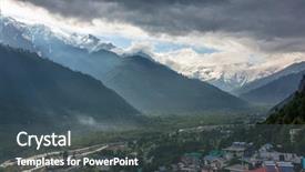  Presentation with village india - Slide deck featuring beautiful panorama of vashisht village background and a ocean colored foreground