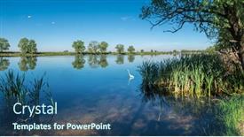  Presentation with nature river - Presentation theme with beautiful-panoramic-view-of-river background and a ocean colored foreground