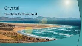  Presentation with freedom - Slide deck having beautiful panoramic view on the ocean coastline near mountains at sunny day travell jorney islands nature freedom concept background and a light blue colored foreground