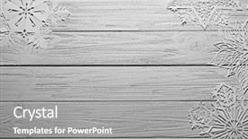  Presentation with snowflakes - Theme enhanced with beautiful paper snowflakes on light wooden background background and a gray colored foreground