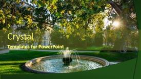  Presentation with park - PPT theme enhanced with beautiful-park-with-small-fountain background and a  colored foreground