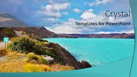  Presentation with chile patagonia - Theme enhanced with beautiful patagonia park torres del paine in southern chile emerald waters of lake pehoe background and a light blue colored foreground