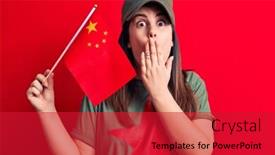 Presentation with communist china - Colorful presentation theme enhanced with beautiful-patriotic-woman-wearing-t backdrop and a red colored foreground