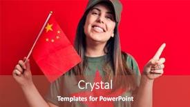  Presentation with china flag - Colorful PPT theme enhanced with beautiful-patriotic-woman-wearing-t backdrop and a red colored foreground