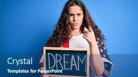  Presentation with patriotic - Audience pleasing slide set consisting of beautiful-patriotic-woman-wearing-united backdrop and a ocean colored foreground