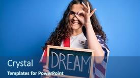  Presentation with patriotic - Presentation theme consisting of beautiful-patriotic-woman-wearing-united background and a ocean colored foreground