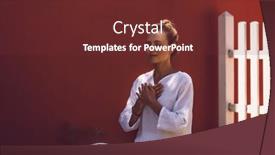  Presentation with posture - Cool new PPT theme with beautiful-peaceful-female-doing-yoga backdrop and a tawny brown colored foreground