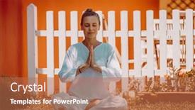  Presentation with posture - Colorful slide set enhanced with beautiful-peaceful-female-doing-yoga backdrop and a coral colored foreground