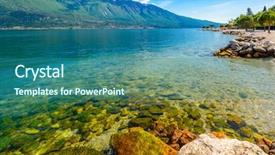  Presentation with peaceful - Cool new slide deck with beautiful peaceful lake garda italy backdrop and a teal colored foreground