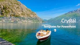  Presentation with peaceful - Amazing slide set having beautiful peaceful lake garda italy backdrop and a teal colored foreground