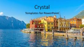  Presentation with peaceful - Audience pleasing PPT layouts consisting of beautiful peaceful lake garda italy sunset backdrop and a cyan colored foreground