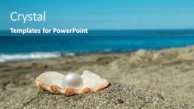  Presentation with sea shell - Presentation theme with beautiful-pearl-in-the-pearl background and a teal colored foreground