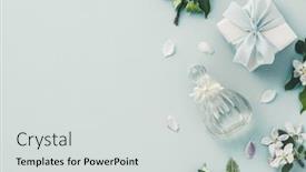  Presentation with perfume - Cool new presentation with beautiful-perfume-bottles-and-spring backdrop and a light gray colored foreground