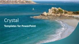  Presentation with landscape - Audience pleasing presentation consisting of beautiful-perros-guirec-beach-landscape backdrop and a ocean colored foreground