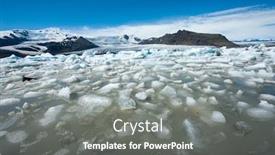 Presentation with glacier - PPT theme having beautiful photo of fjallsarlon glacial lake full of floating icebergs near the fjallsjokull glacier background and a gray colored foreground
