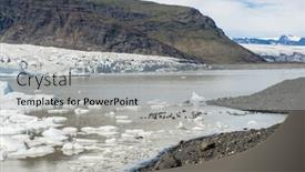  Presentation with glacier - Slides with beautiful photo of fjallsarlon glacial lake full of floating icebergs near the fjallsjokull glacier background and a light gray colored foreground