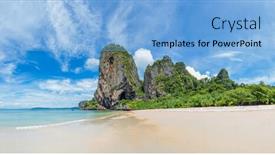  Presentation with krabi - PPT theme featuring beautiful-phranang-beach-krabi-thailand background and a light blue colored foreground