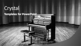  Presentation with piano - Presentation design with beautiful-piano-in-concert-hall background and a dark gray colored foreground