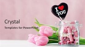  Presentation with tulips - Theme having beautiful pink tulips with jar background and a lemonade colored foreground