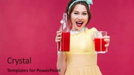  Presentation with pink - Cool new slides with beautiful pinup girl in yelow backdrop and a red colored foreground