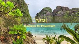  Presentation with maya bay - Presentation theme enhanced with beautiful places - maya bay of phi-phi island background and a tawny brown colored foreground