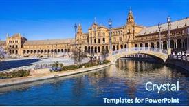  Presentation with espana - Amazing slide deck having beautiful plaza espana in seviglia backdrop and a ocean colored foreground