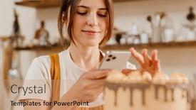  Presentation with pastry chef - Cool new theme with beautiful-pleased-pastry-chef-woman backdrop and a coral colored foreground