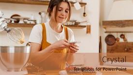  Presentation with pastry chef - PPT layouts enhanced with beautiful-pleased-pastry-chef-woman background and a coral colored foreground
