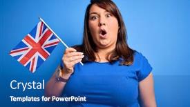  Presentation with united kingdom - Presentation design with beautiful-plus-size-woman-holding background and a ocean colored foreground