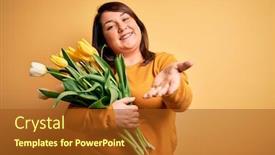  Presentation with hand holding flowers - Theme enhanced with beautiful-plus-size-woman-holding background and a tawny brown colored foreground