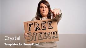  Presentation with woman rights - Amazing slide deck having beautiful-plus-size-woman-holding backdrop and a coral colored foreground