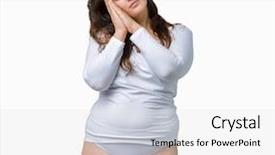  Presentation with plus size fashion model - PPT theme with beautiful plus size young overwight background and a white colored foreground