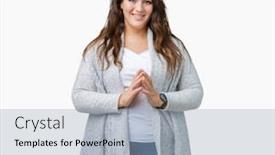  Presentation with optimistic - Cool new PPT theme with beautiful plus size young woman backdrop and a light blue colored foreground