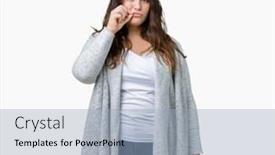  Presentation with lips mouth - Audience pleasing PPT layouts consisting of beautiful plus size young woman wearing winter jacket over isolated background mouth and lips shut as zip with fingers secret and silent taboo talking backdrop and a light blue colored foreground