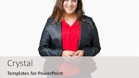  Presentation with optimistic - PPT layouts with beautiful-plus-size-young-woman background and a light gray colored foreground