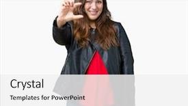  Presentation with plus size fashion model - Presentation theme having beautiful plus size young woman background and a  colored foreground