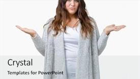  Presentation with power plug winter - Colorful PPT theme enhanced with beautiful plus size young woman backdrop and a light gray colored foreground